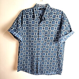 Vintage 80s 90s Memphis Design Button Up Shirt Medium Bon Homme USA Cotton